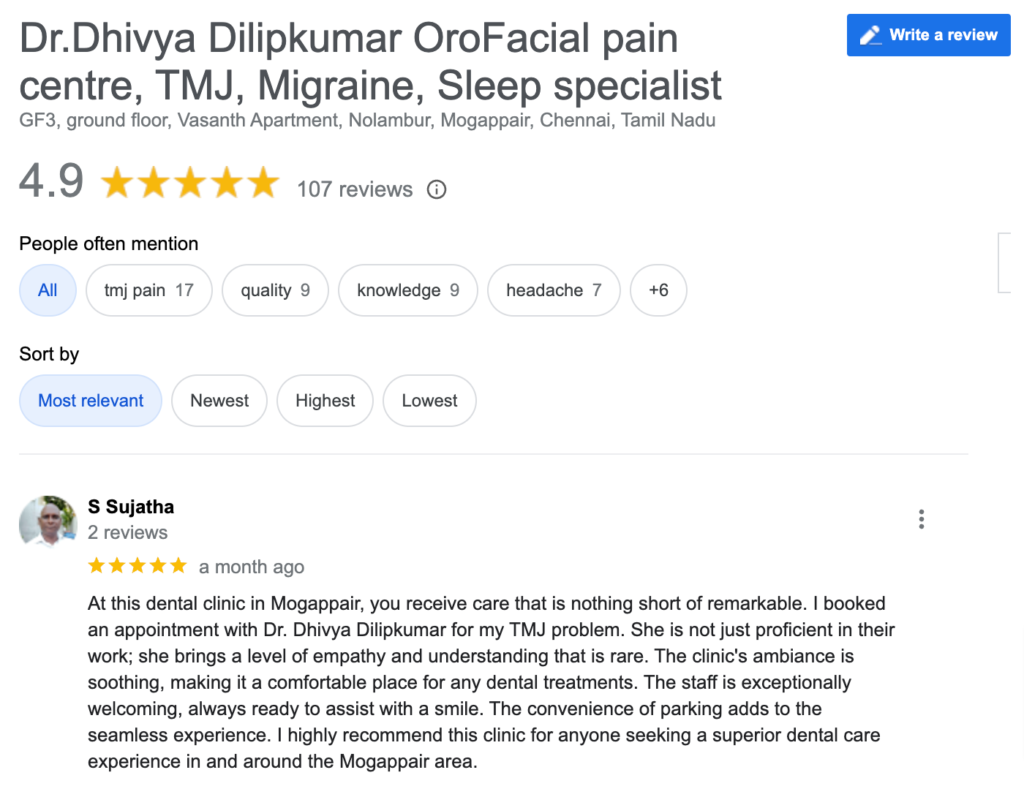 best TMJ specialist in Coimbatore review